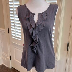 Sahalie ruffle front top. XS. Purple. EUC. Button is missing at front closure.